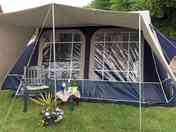 Bluebell 4 birth pre-pitched tent on grass pitch