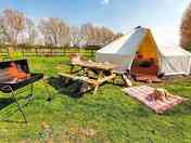 Picnic bench and firepit