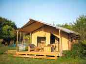Outside of the tent