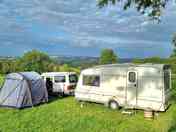 View if our caravan with view in the background