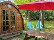 Pod exterior with private area