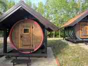 Two single-bed barrels, Merlot and Pinot