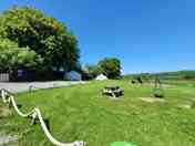 View accross to the rent a tents from the electric pitch 13