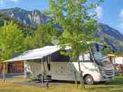 Shaded pitches with space for an awning