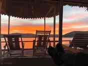 Two-person lodge with mainland views