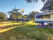 Pitches set among trees