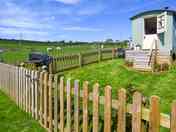 Shepherd's hut in your own enclosed area, with barbecue and seating area