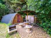 The Red Pheasant pod sleeps 4 people. It has a private Scrub Shack and outside area.