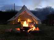 Bell tent at night