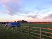 Clear autumn skies over the camping field