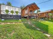 View up to the cabins