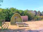 Our cute Pea Pod has space for parking, your own picnic bench and is dog friendly too