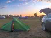 Grass tent pitch