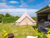 Bell tent with private kitchen and dining shelter