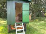 Shepherds hut, 2 adults, fire pit and outside seating area