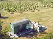 Exterior Shepherds Hut 1 | Hot Tub | Overlooking Vineyard
