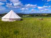 Bell tent with picnic table