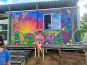 The hut's colourful exterior