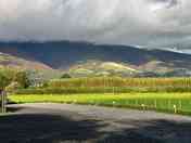 Hardstanding pitch with mountain views