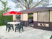 Private seating outside a rental tent