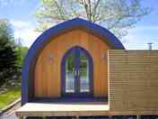 Superior camping pod with wood fired hot tub