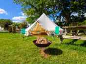 Outside the bell tent