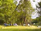 Tent pitches by the lake