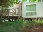 Outside a static caravan