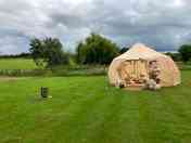Campers set up on site