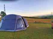 Tent overlooking view of mountains