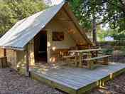Decking with picnic table