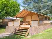 Safari tent on a raised platform