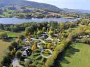 Aerial view of the pitches,site and lake