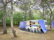Caravan and outdoor seating