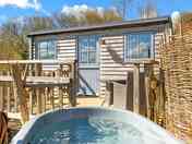 Cosy cabin for two, with wood-fired hot tub