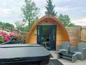 Deck area with hot tub