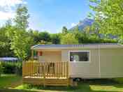 Static caravan with outdoor area