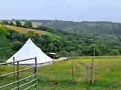 Bell tent overlooking the countryside