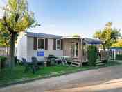 Outside one of the Platinum static caravans