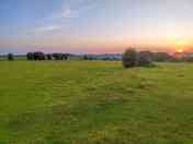 Camping fields at sunset