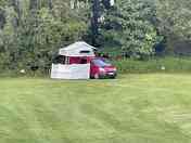 Happy campers on an extra-large grass pitch