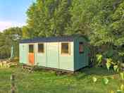 Shepherd's hut with outdoor seating