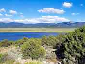 The lake with a mountain backdrop