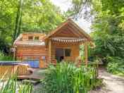 Front view of Tawny cabin with wood fired hot tub (added by manager 12 Sep 2022)