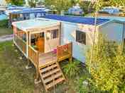 Caravan with covered decking