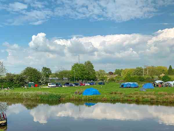 Non-electric hardstanding and grass campervan pitch