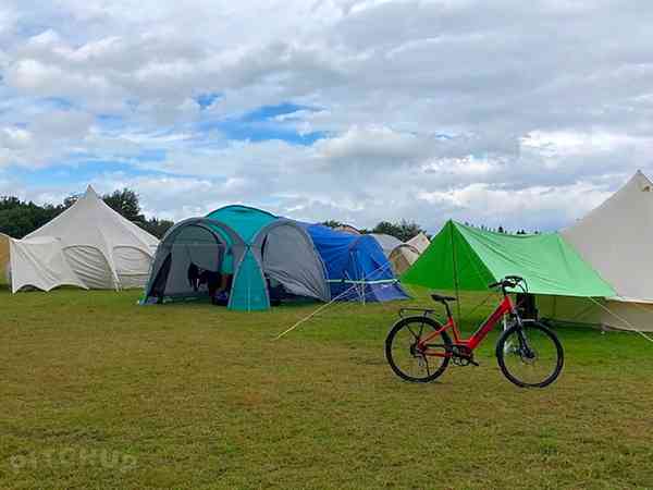 Non-electric grass tent or trailer tent pitch