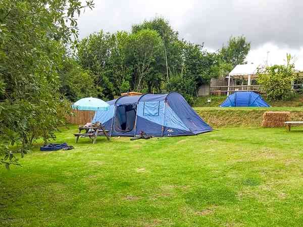 Non-electric grass tent pitch