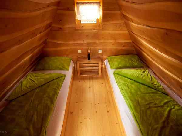 Small wooden tent interior. Small wooden tent interior.