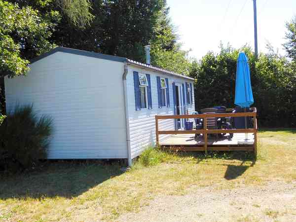 Outside the mobile home Outside the mobile home